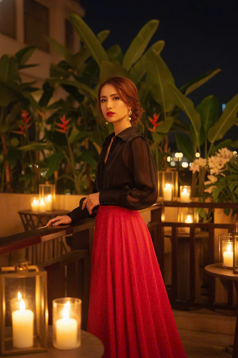 Áo Sơ Mi Tay Dài Xuyên Thấu Organza Huyền Sương Top152