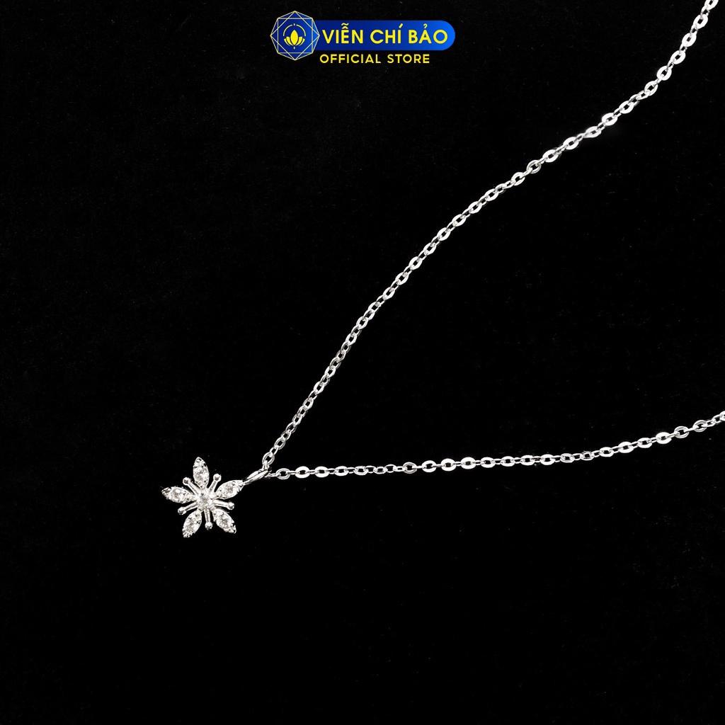 Dây chuyền bạc nữ Hoa Mai đính đá, vòng cổ nữ bạc 925 thời trang phụ kiện trang sức nữ Viễn Chí Bảo D400553