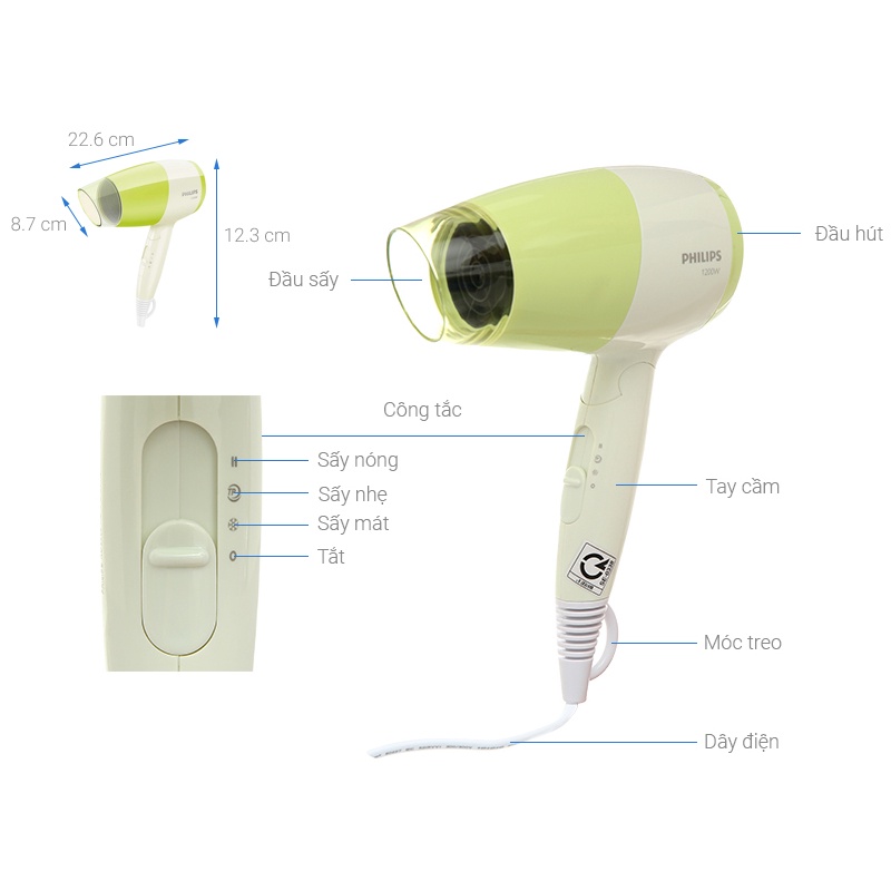 Máy sấy tóc Philips BHC015/00 - Hàng chính hãng