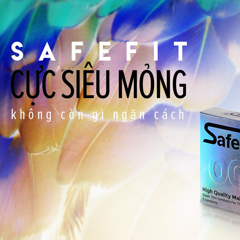 Bao cao su cực siêu mỏng 0.029mm Safefit bạc - Hộp 12 chiếc