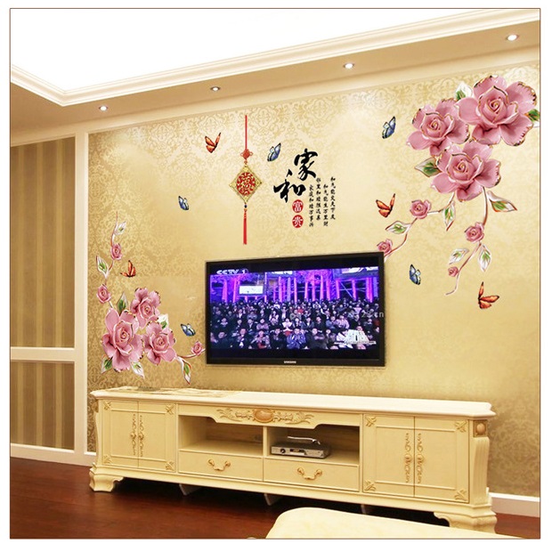 Decal trang trí phòng ngủ Hoa hồng lãng mạn, cổ điển đầy phong cách