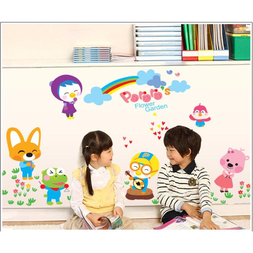 Decal dán tường cầu vòng và thú