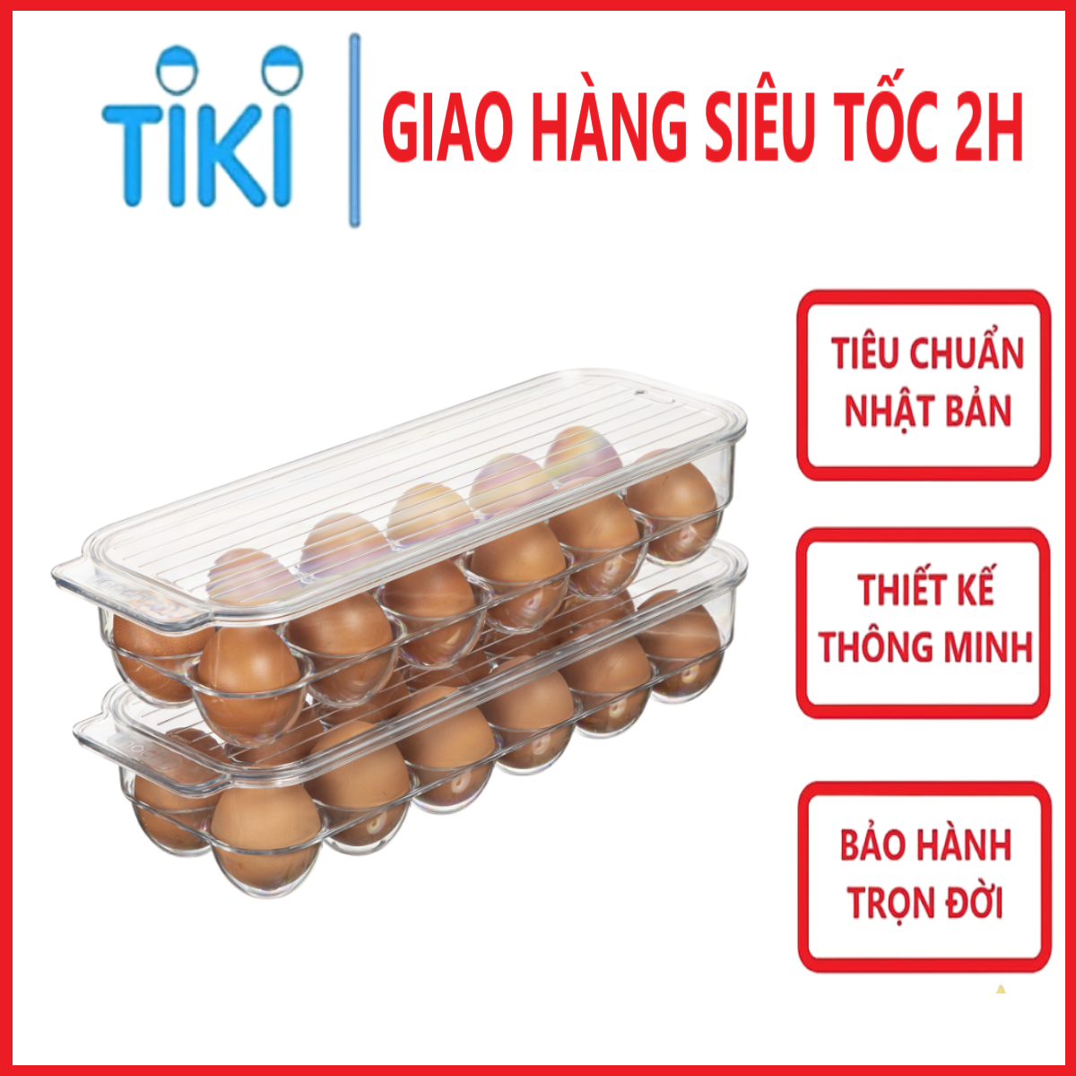 Khay đựng trứng kèm nắp đậy Inochi Yoko 12 quả
