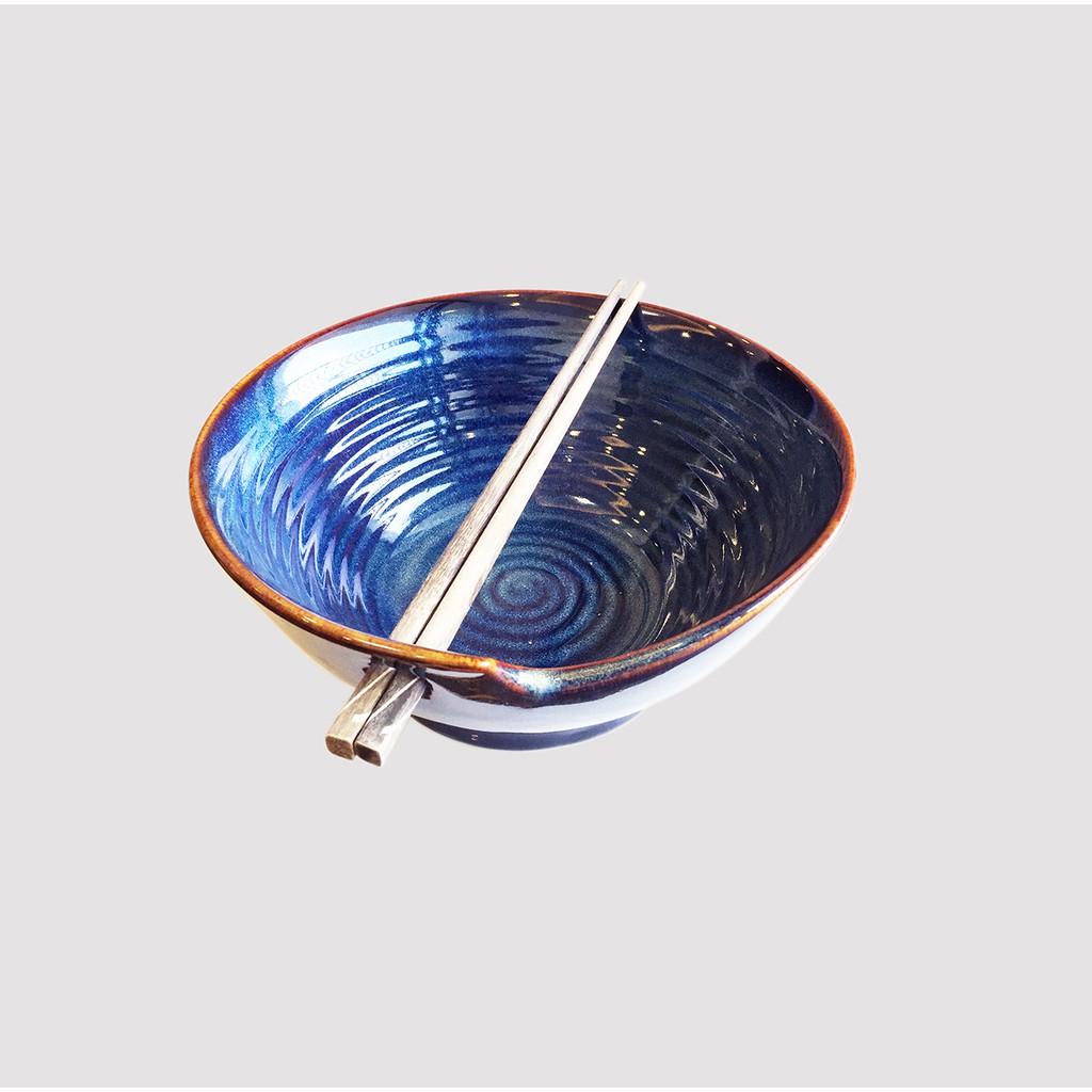 Tô Có Lỗ Xỏ Đũa Men Xanh Hoả Biến 22x9cm - Bát Tô Có Lỗ Men Cao Cấp