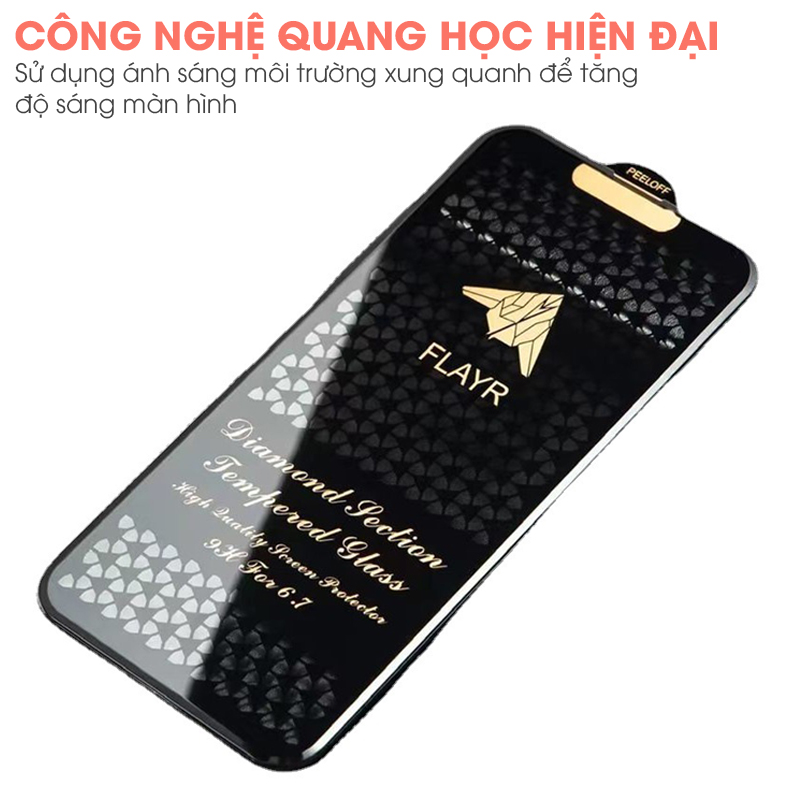 Miếng dán kính cường lực viền kim cương dành cho iphone x xs xr xs max 11 11 pro 11 pro max 12 12 pro 12 pro max 12 mini 13 13 pro max Handtown Hàng Chính Hãng