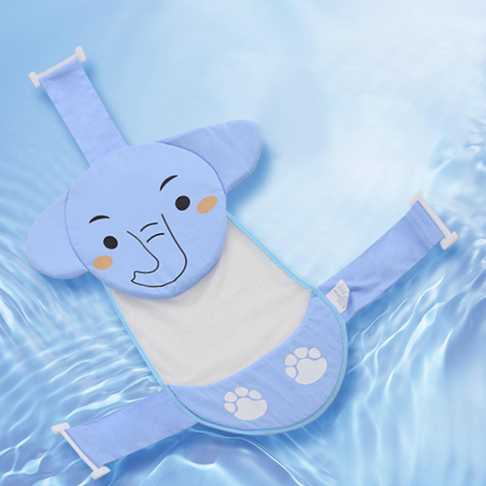 Cute Elephant Baby Bath Pad Infant Bath Support Seat for 0-12M Baby Infant Blue