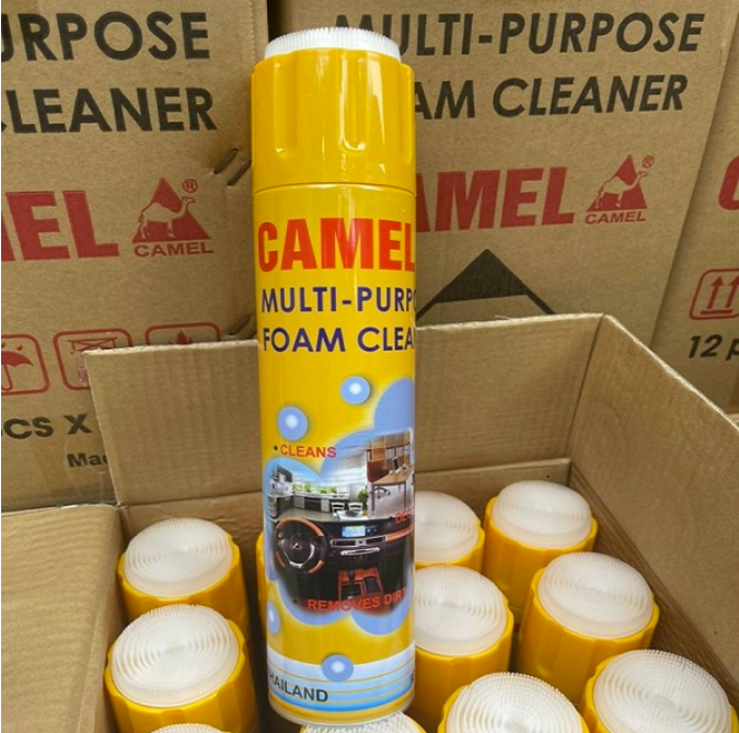 Dung dịch vệ sinh nội thất ô tô, xịt bọt vệ sinh đa năng CAMEL FOAM CLEANER cho nội thất, ghế da, trần nỉ ô tô.