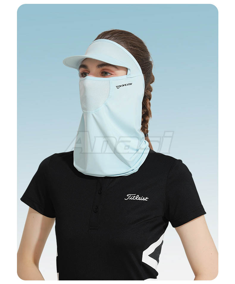 Khẩu trang kèm mũ/ nón kết vải lụa băng mát lạnh Anasi GF14 | Chống tia UV >98% | Chống nắng khi chơi Golf, chạy xe đạp, dã ngoại