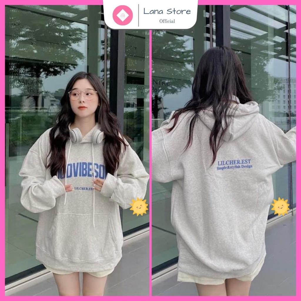 Áo Hoodie GOODVIBESONLY Form Unisex nam nữ nón 2 lớp trùm đầu, Áo hoodie nữ form rộng Áo hoodie nữ nỉ bông dày có mũ hai lớp unisex màu xám