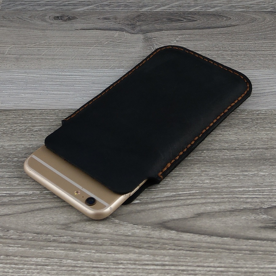 Bao Da Rút dành cho Iphone 6 Plus/ 6S Plus Classic Da Bò Sáp Màu Đen