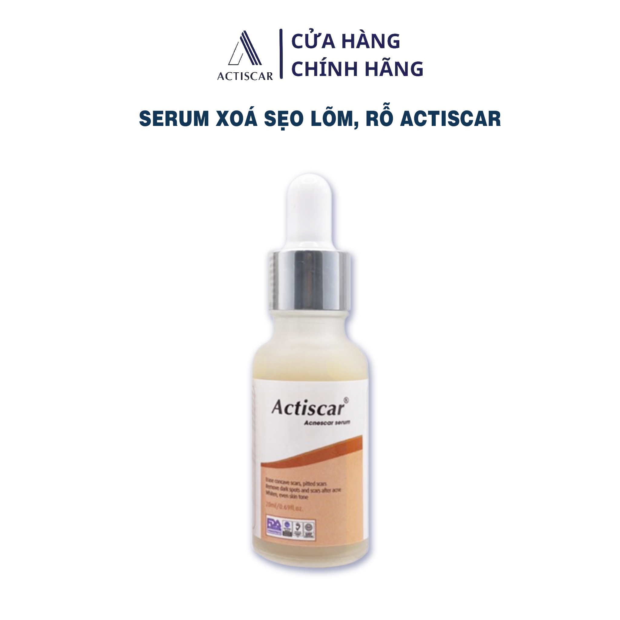 Serum Xóa Mờ Sẹo Lõm, Sẹo Rỗ Actiscar 20ml ( Màu cam)