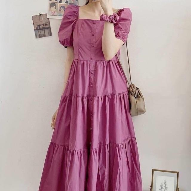 Váy baby doll xoè tầng. Váy xuông dáng xoè xinh xắn dạo phô, váy tay bồng xinh yêu