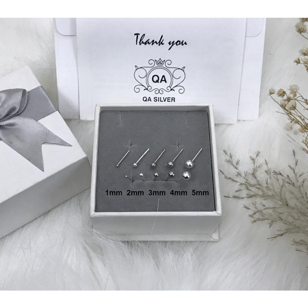 Bông tai bạc 925 bi nụ tròn khuyên nam nữ trơn tối giản S925 BASIC QA SILVER Earrings EA170508