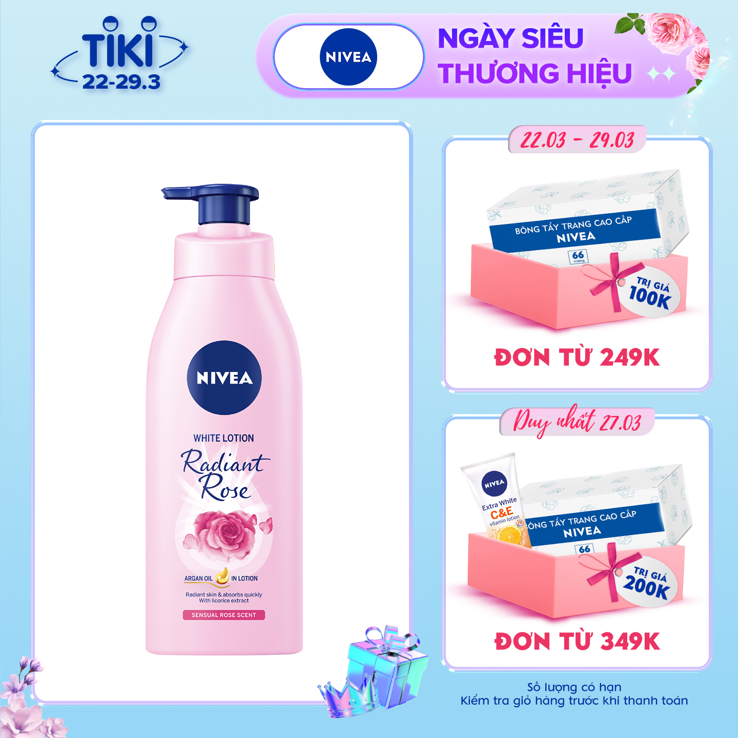 Sữa Dưỡng Thể NIVEA Sáng Da Hương Hoa Hồng (350 ml) - 85707