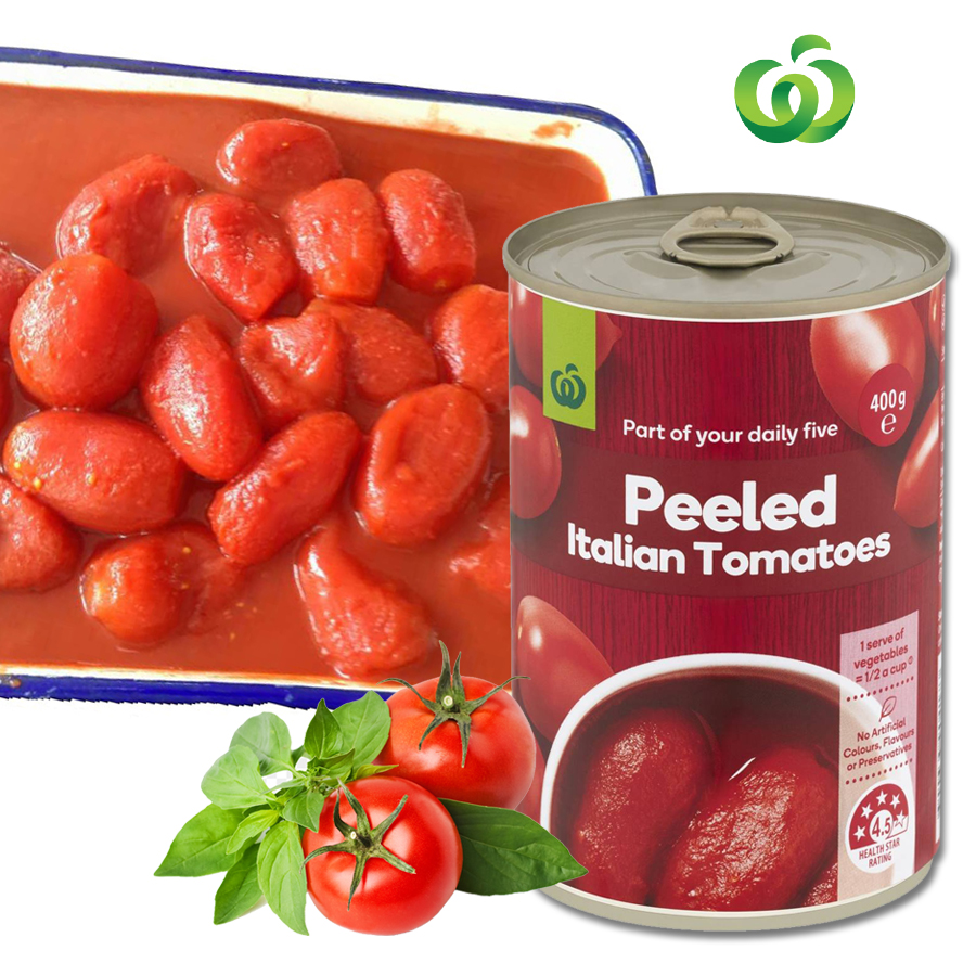 Cà Chua Ý nguyên trái lột vỏ - Woolworths Italian Peeled Tomatoes 400g