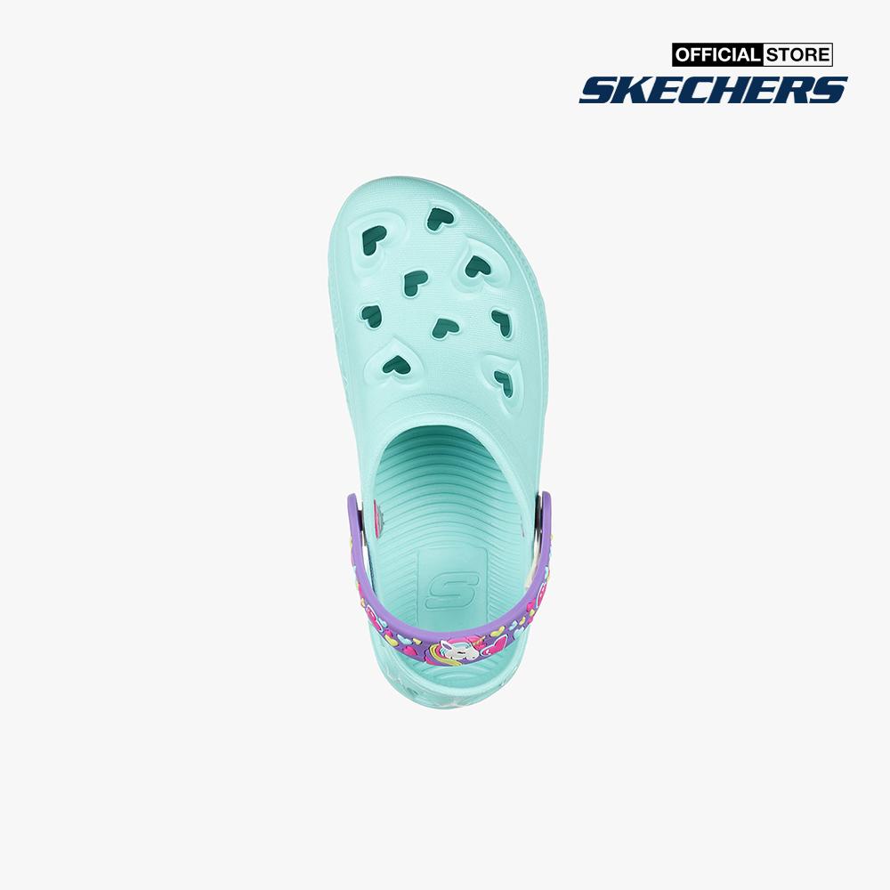 SKECHERS - Giày đế bệt bé gái mũi tròn phối quai Light Hearted 308023l-TURQ