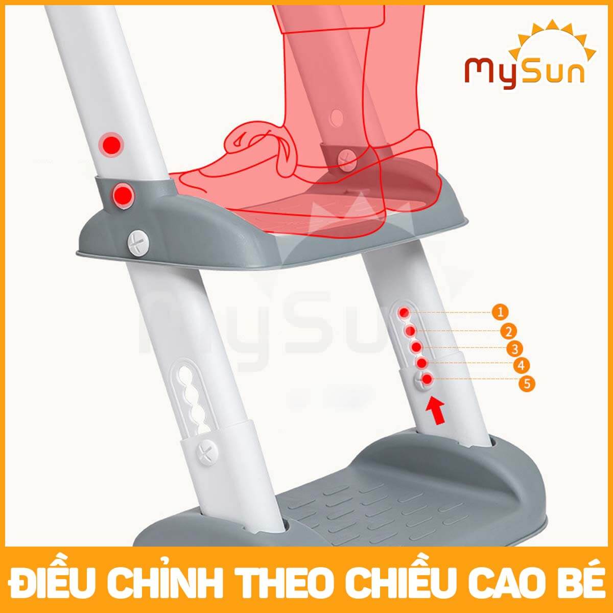 Thang kệ nắp bệ thu nhỏ bồn cầu đi vệ sinh toilet cho bé trai gái 1 2 3 5 tuổi lót pvc mềm MySun