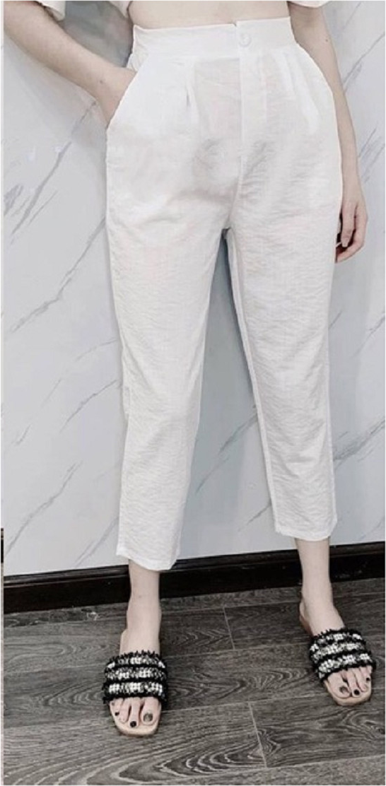 Quần baggy đính khuy chất đũi mềm mát