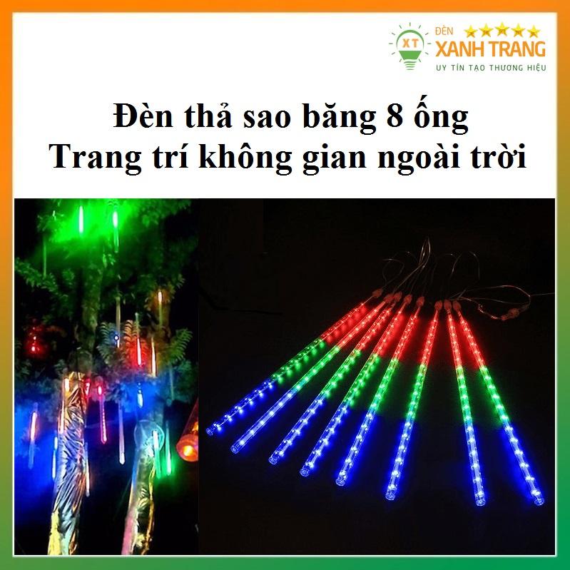 Đèn thả sao băng 8 ống trang trí thả cây cối trang trí Noel, Tết không gian ngoài trời chống nước