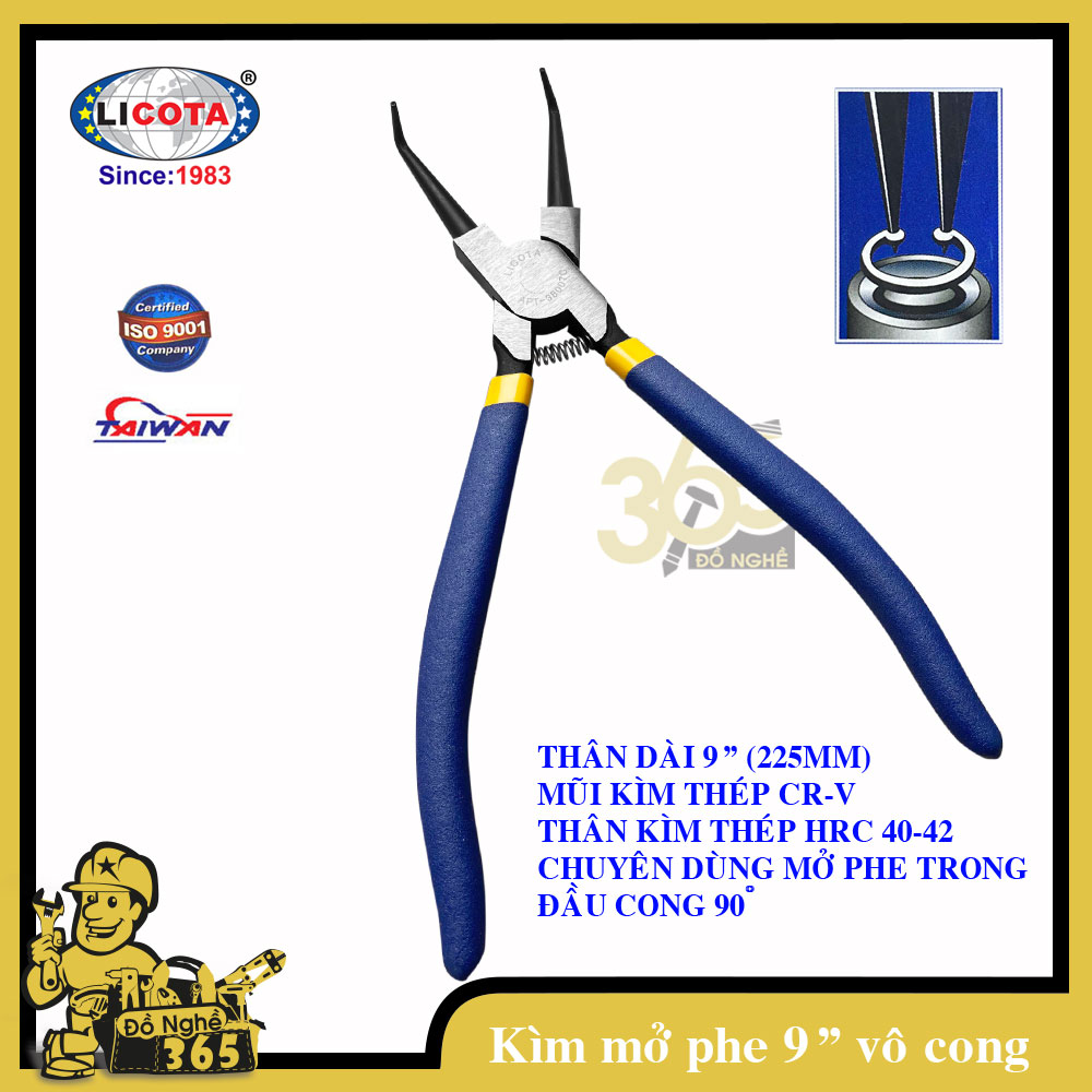 Kìm mở phe trong 9&quot;( 225mm) mũi cong LICOTA