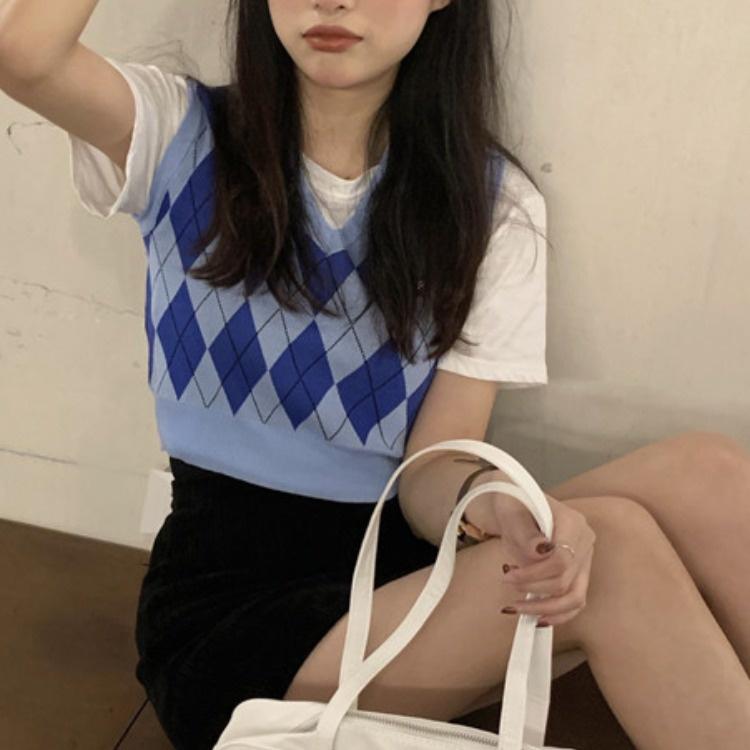 Hàng Sẵn_ Áo gile ngắn cổ điển phong cách retro Hadu shop