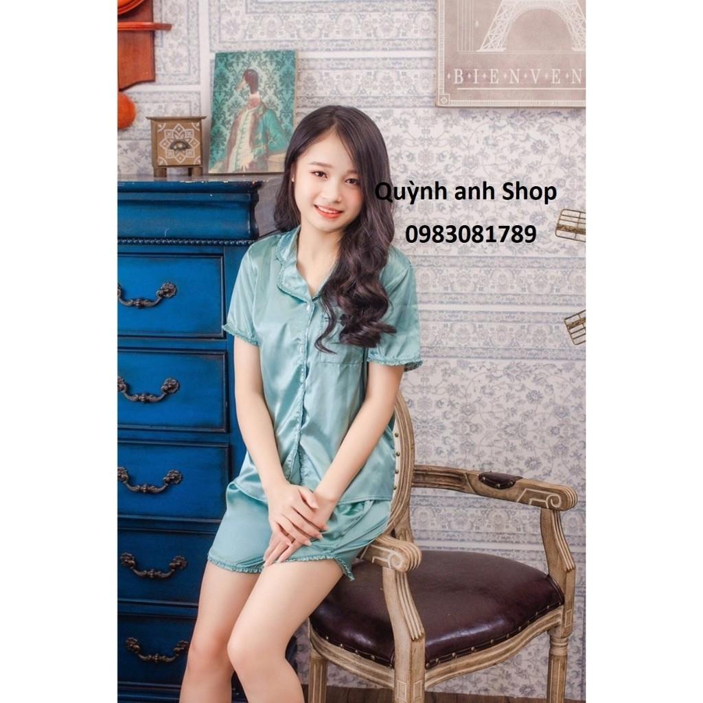 Bộ pijama Lụa Viền Bèo Tay Cộc - Quần Đùi