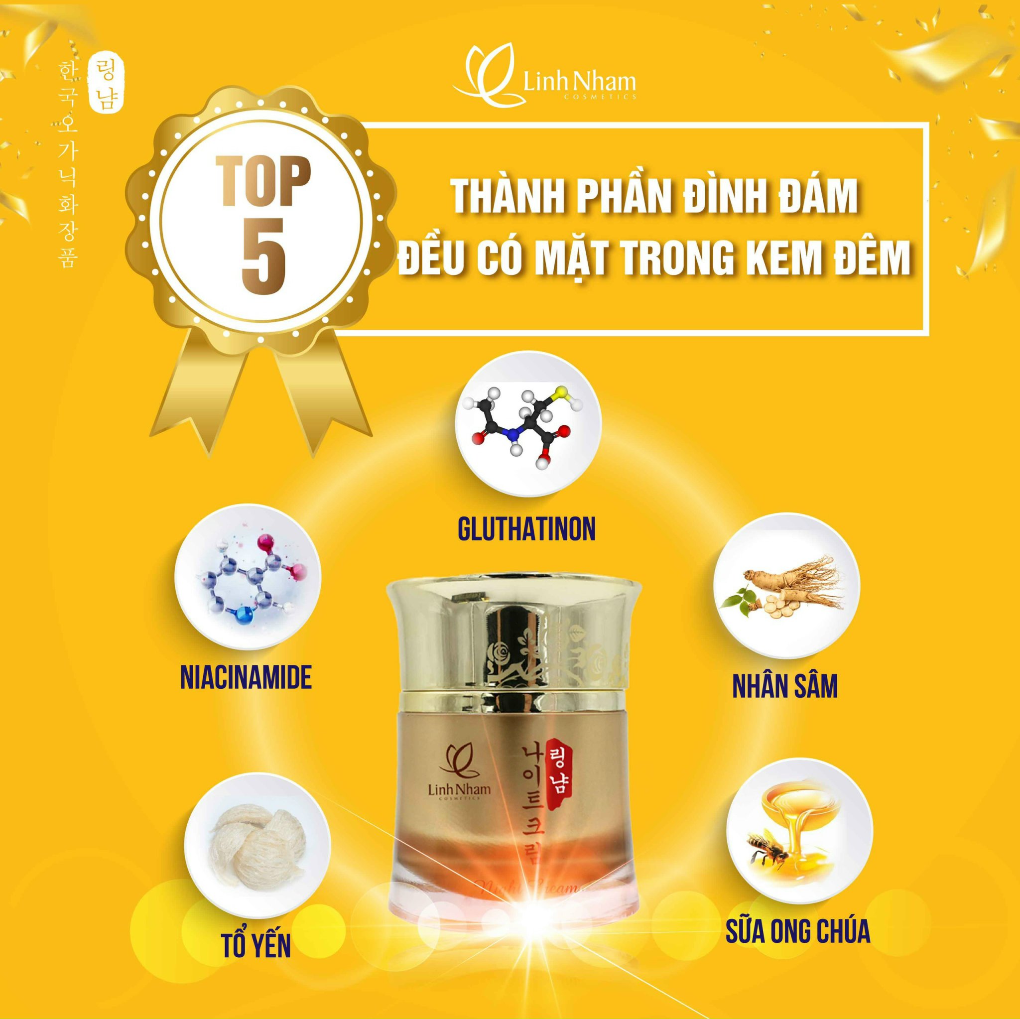 Kem Dưỡng Trắng Da Tổ Yến Linh Nhâm Ban đêm 50g (Kem Đêm NIGHT CREAM)