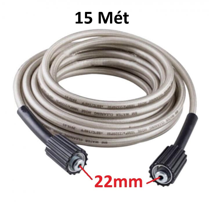 [15 Mét] Dây Xịt Áp Lực Cao/ Dây Phun Xịt Rửa Xe Dùng Cho Máy Xịt Rửa Xe Áp Lực Cao 2 Đầu Ren 22mm