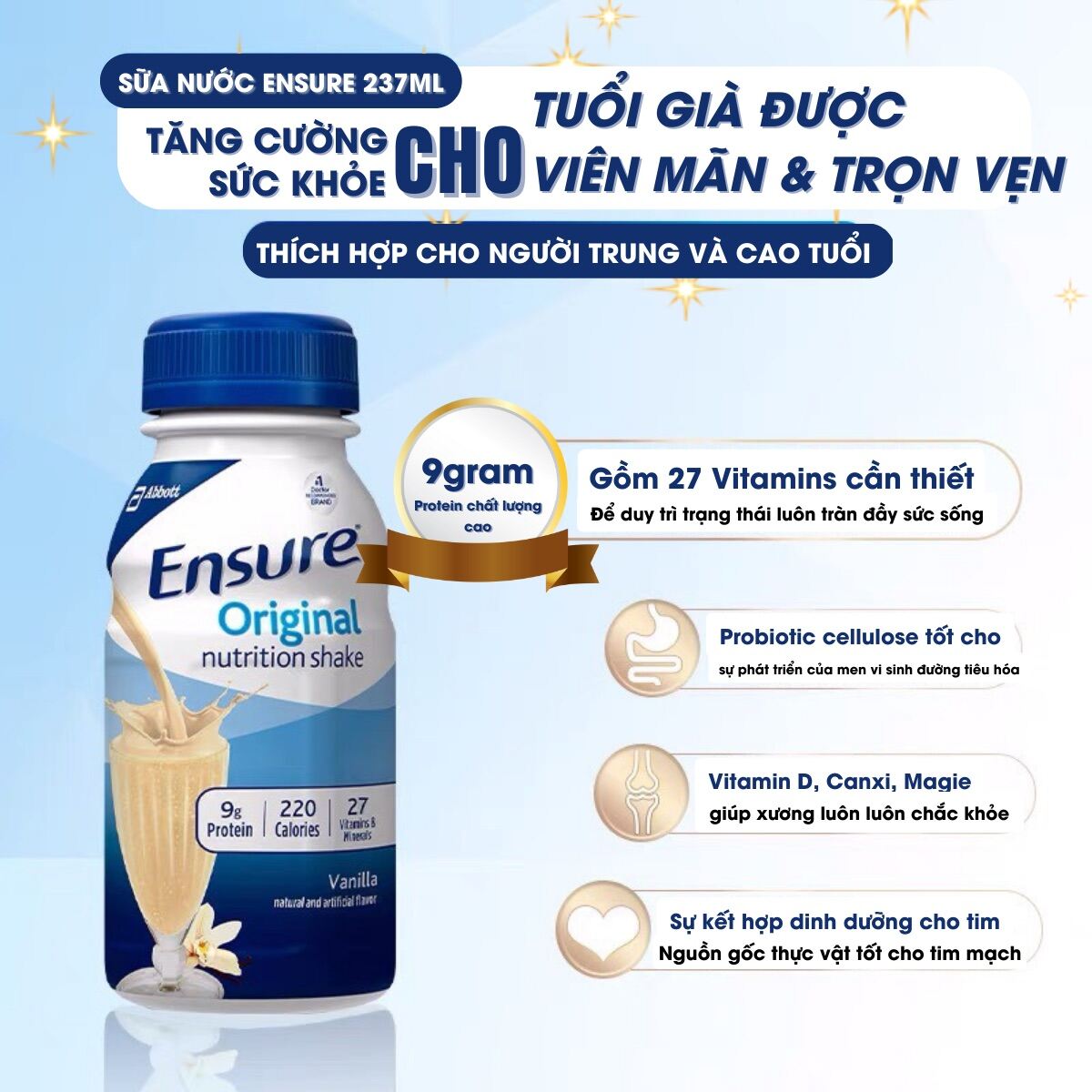 Sữa ensure nước Ensure Original Cung cấp dinh dưỡng hồi phục sức khỏe cho người suy dinh dưỡng ốm yếu, người già - Massel Official