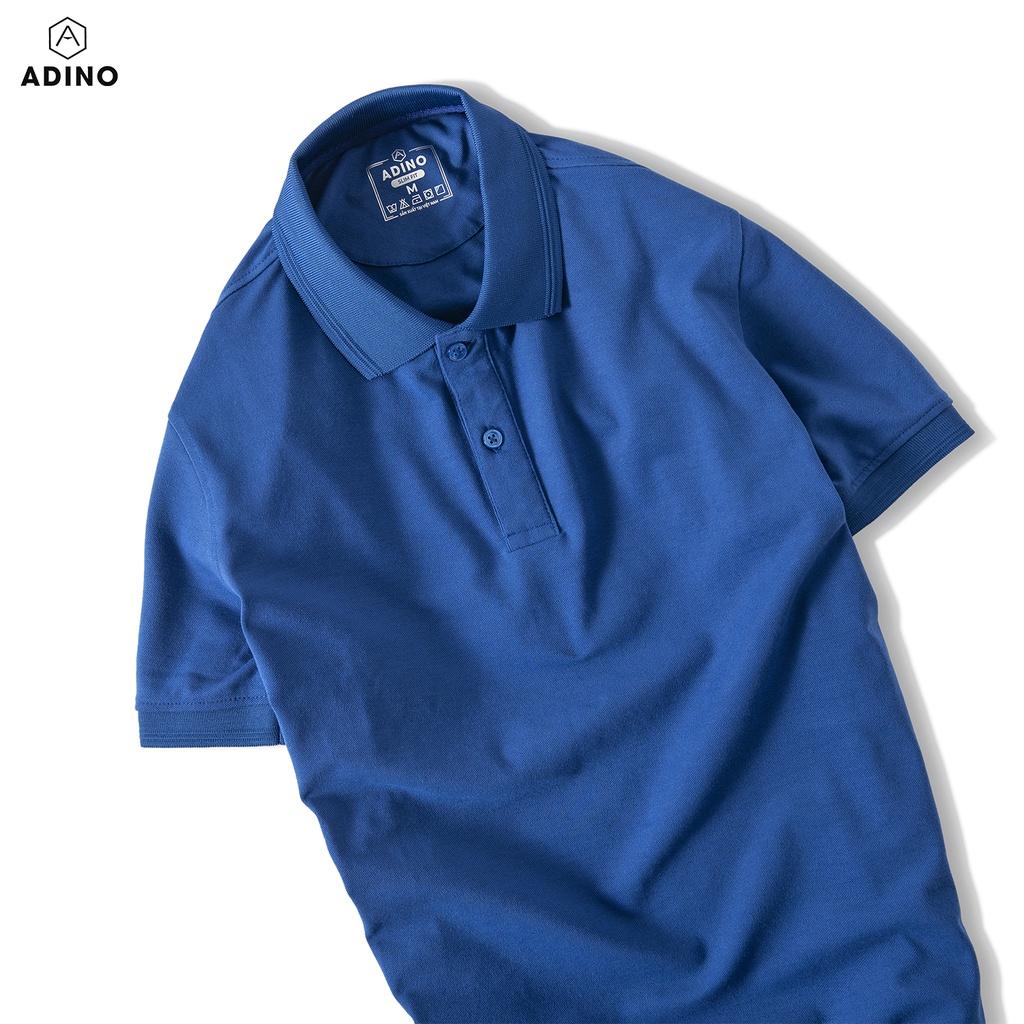 Hình ảnh Áo polo nam ADINO màu xanh đậm phối viền chìm vải cotton co giãn dáng công sở slimfit hơi ôm trẻ trung AP83