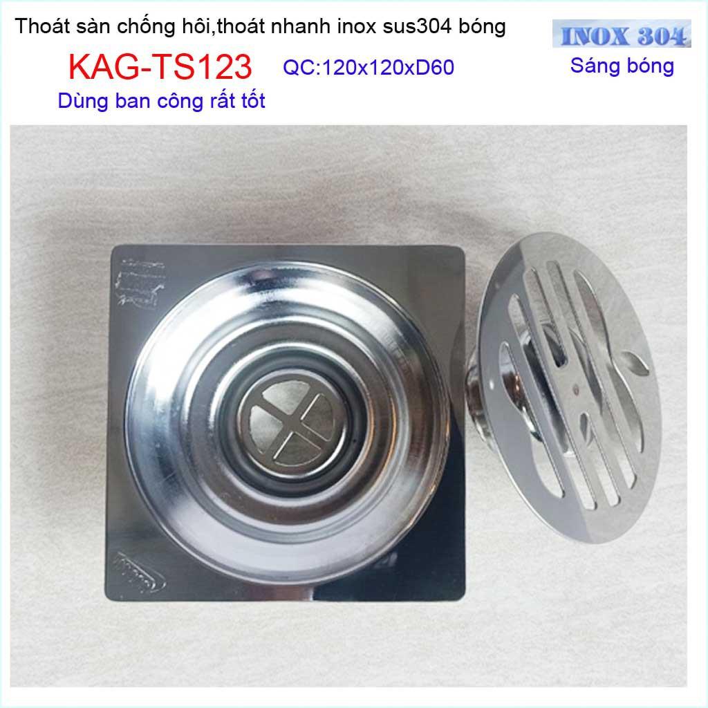 Thoát sàn quả Táo KAG-TS123 , phễu thoát sàn vuông 12x12cm D60, phễu thu nước SUS304 thoát nhanh chống hôi tốt