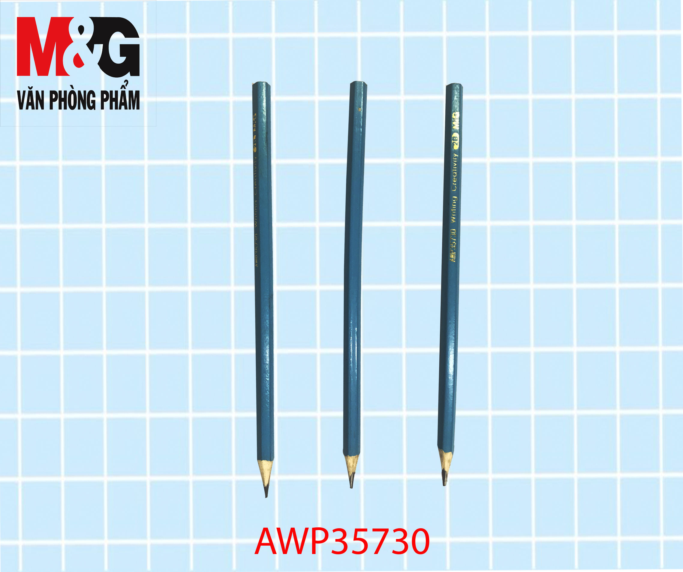 Combo 5 Chì Chuốt 2B M&G Màu Xanh AWP35730 Không Gôm