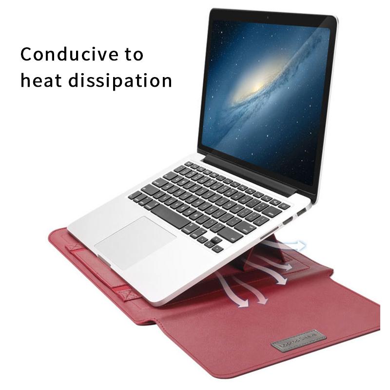 3 In1 Túi Laptop Cho Macbook Air Pro Da PU 13/14/15/15.6 Inch Bao Túi Đựng Laptop Có Chân Đế Miếng Lót Chuột