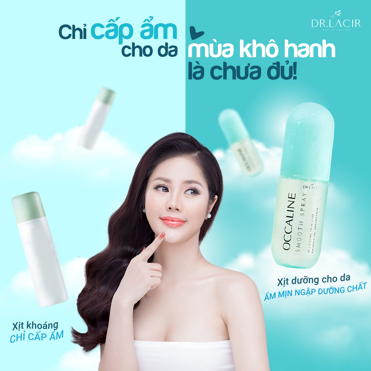 Xịt Khoáng Dưỡng Ẩm Occaline Smooth Spray Dr Lacir - Xịt Dưỡng Tế Bào Gốc Ẩm Sâu Mịn Màng (130ml Chính Hãng Dr. Lacir)