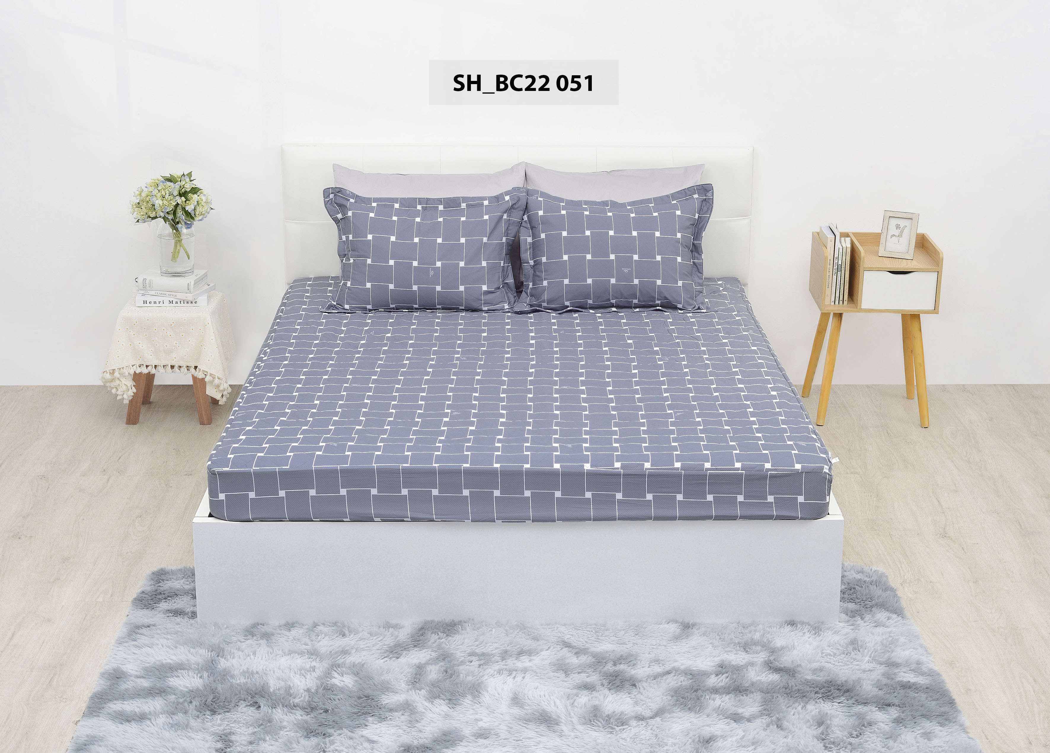 Bộ ga chun chần 160x200 Sông Hồng chất cotton