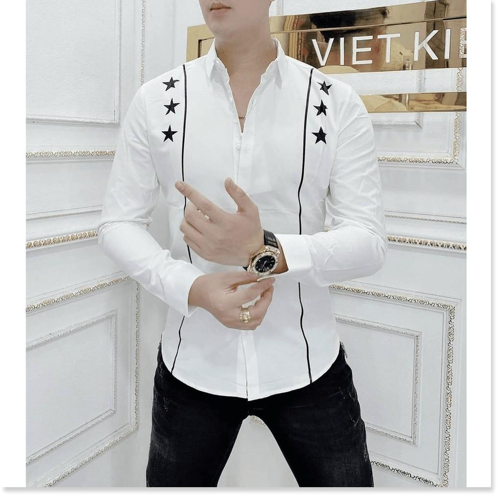 Áo sơ mi in thêu dài tay nam phong cách lịch lãm ôm body KME FASHION