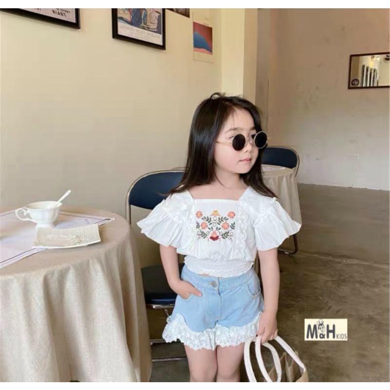 Sét áo kiểu+ quần bò ren