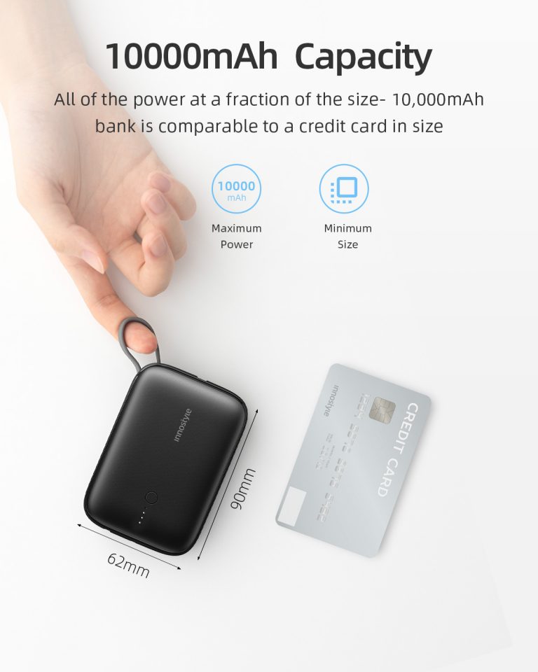 SẠC DỰ PHÒNG INNOSTYLE POWERGO MINI 10000MAH 22.5W - USB-C IP22PDBLK - hàng chính hãng