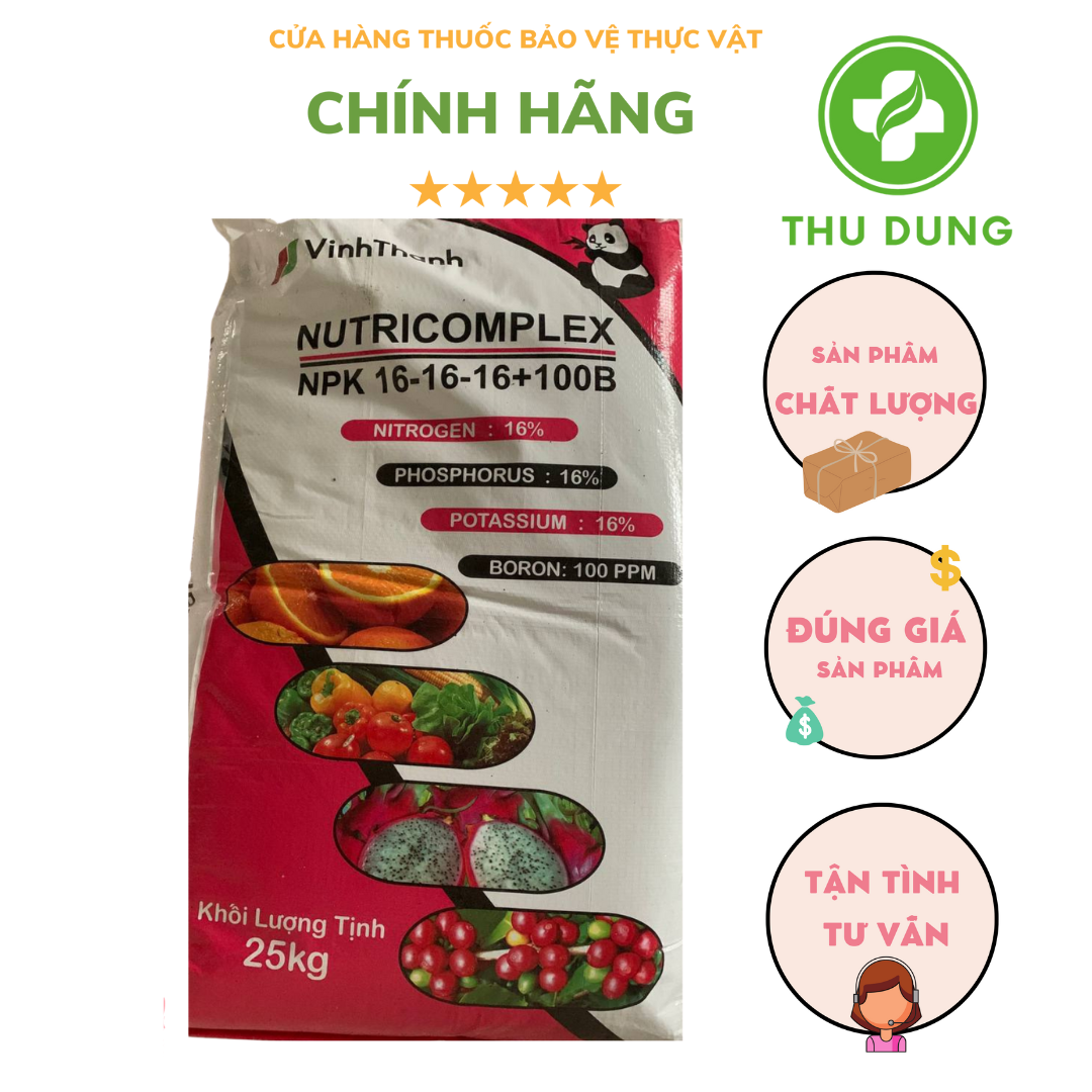 Phân bón NUTRI COMPLEX - NPK 16-16-16+100B 1 KG CHUYÊN DÙNG CHO SEN ĐÁ,HOA HỒNG CÂY ĂN TRÁI,...
