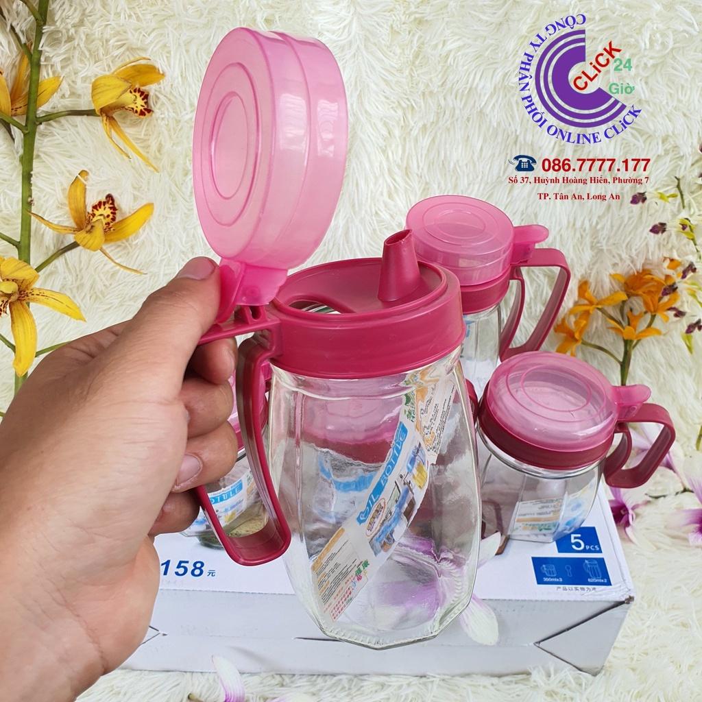 Bộ 5 Lọ/Hũ Đựng Gia Vị Thủy Tinh Có tay Cầm - Hàng Cao Cấp