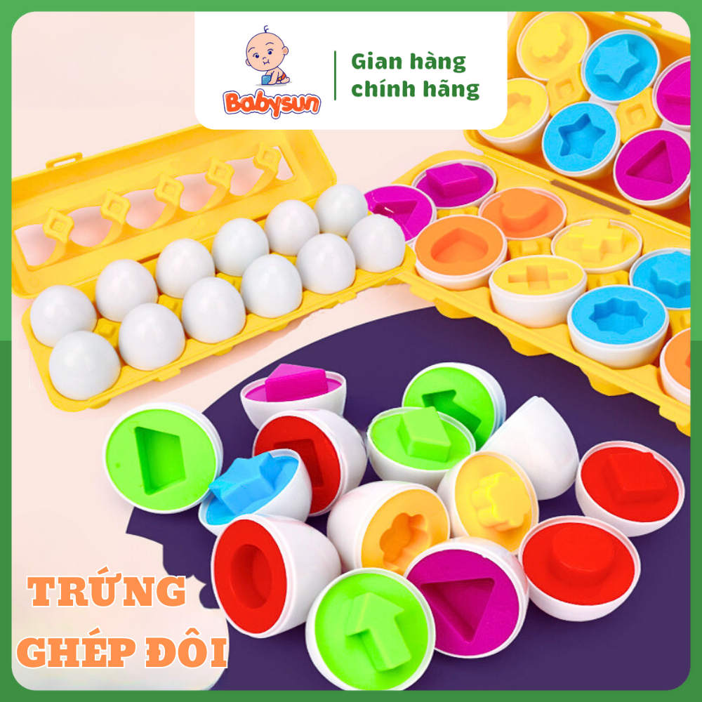 Trò chơi trứng matching egg, sét trứng ghép đôi matching đầu đời cho bé loại cao cấp có khay đựng 12 quả to