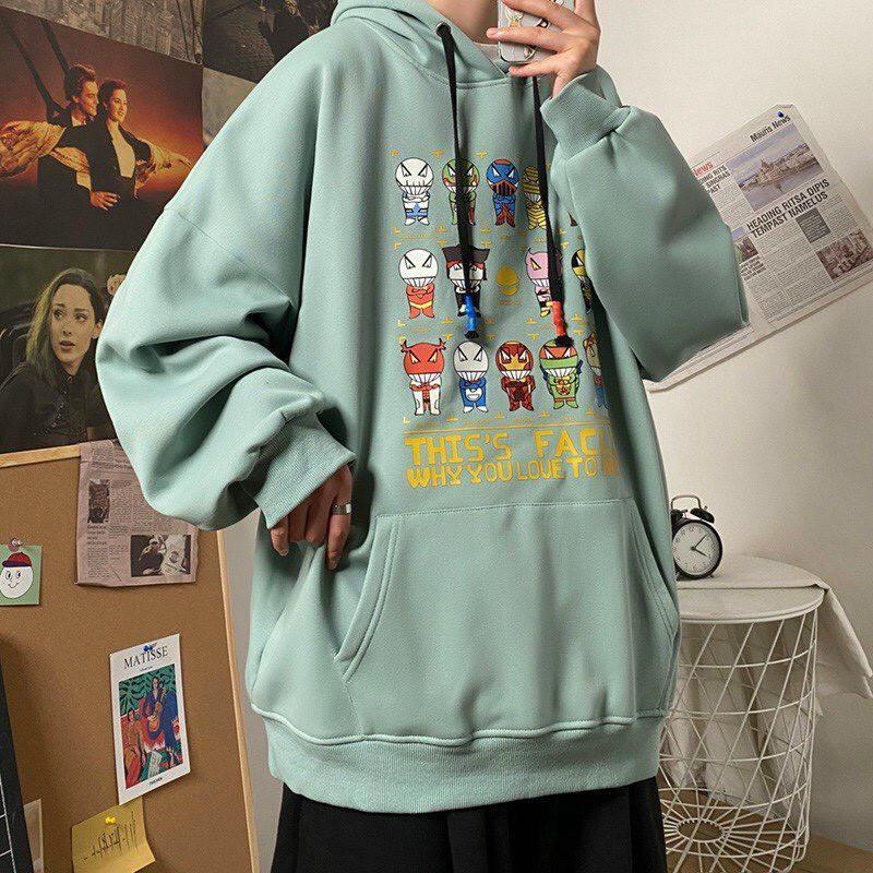 ÁO HOODIE NỈ NỮ IN HÌNH SIÊU ANH HÙNG CỰC DỄ THƯƠNG