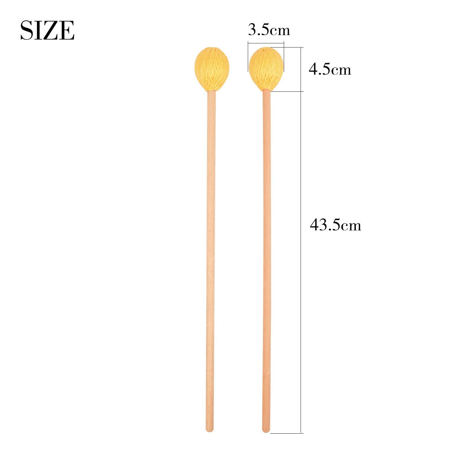 Marimba Mallets Wood Handle Soft Head Professionals Sticks yellow