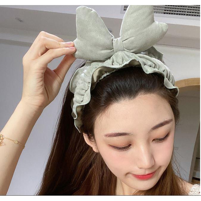 Băng Đô bờm tóc Rửa mặt Hình Nơ chất liệu co giãn mềm mịn, kiểu dáng màu sắc dễ thương