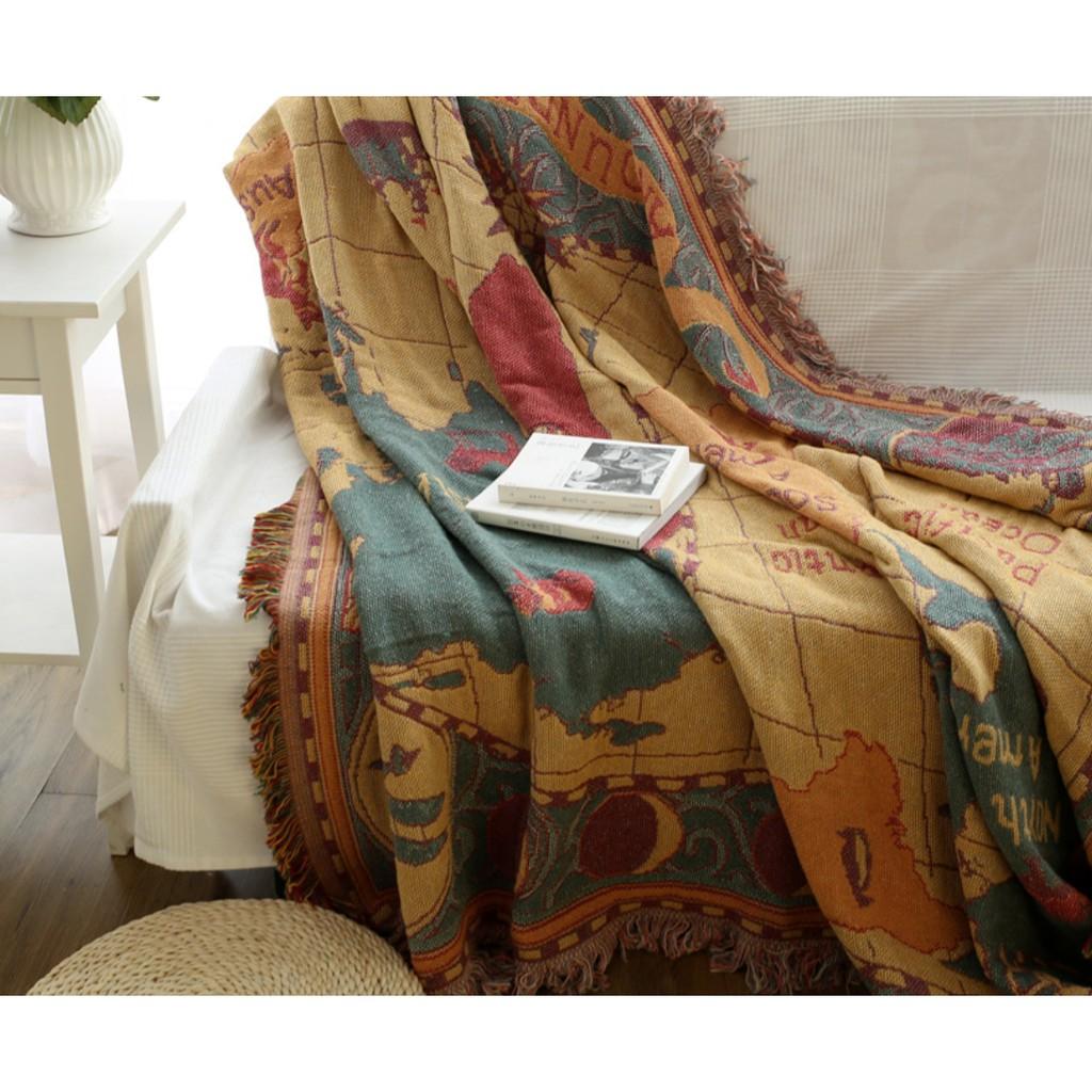 Thảm Thổ cẩm Vintage trải sàn, phủ sofa 2 Mặt Ấn Độ 230 x 180cm