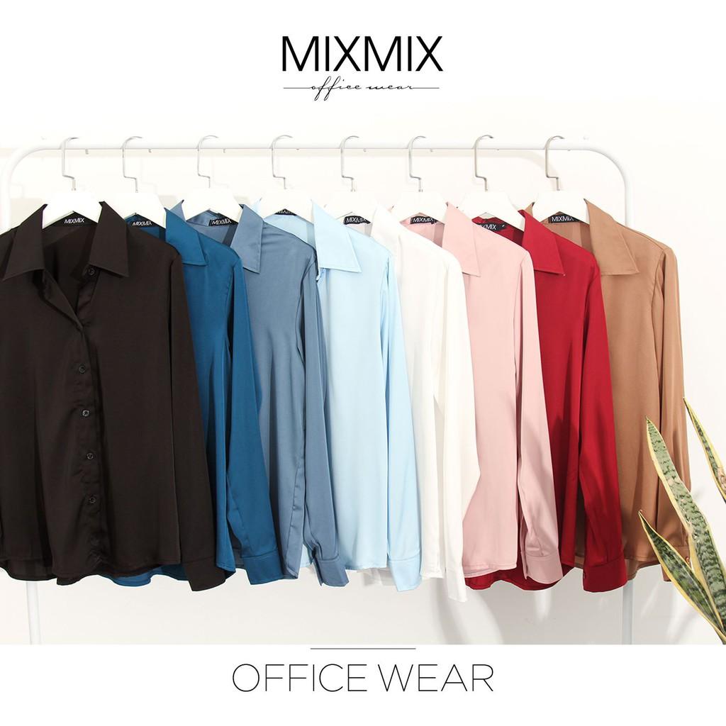 Áo sơ mi lụa basic nữ  MIXMIX -hàng thiết kế - hình chụp thật