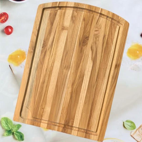 Thớt gỗ teak hình chữ nhật có rãnh có lỗ 38 x 27 CM