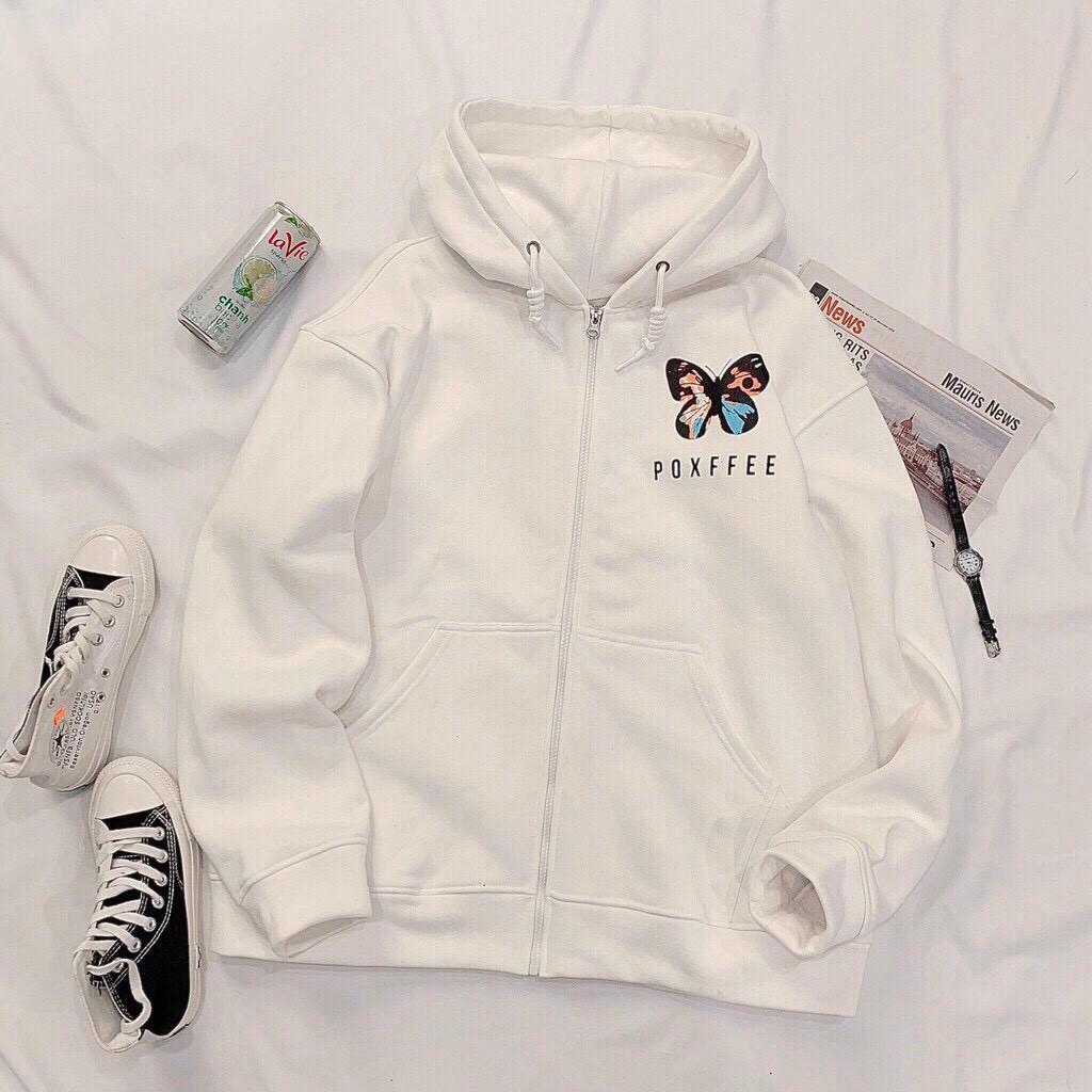 Áo Khoác Hoodie Áo Khoác Thun Nỉ Dây Kéo Hình Bướm -