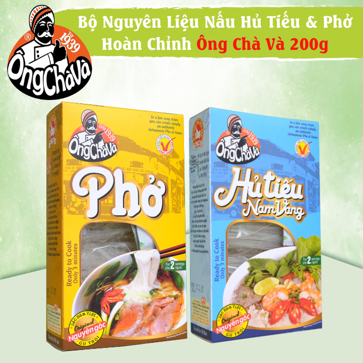 Combo 2 Bộ Nguyên Liệu Nấu Phở Bò Và Hủ Tiếu Nam Vang Hoàn Chỉnh Ông Chà Và 200g