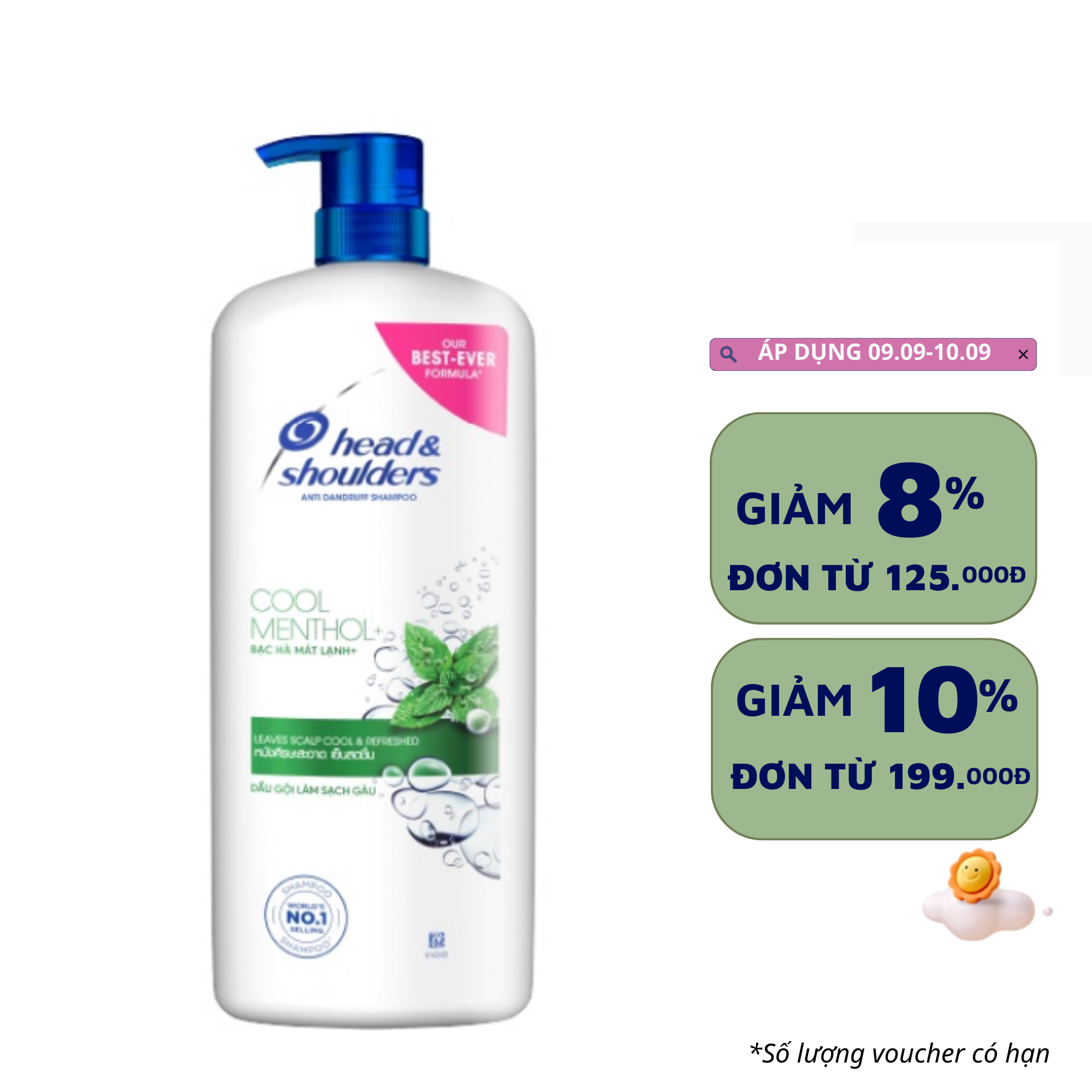 Dầu Gội Head&amp;Shoulders Bạc Hà Mát Lạnh Chai 1200ml 